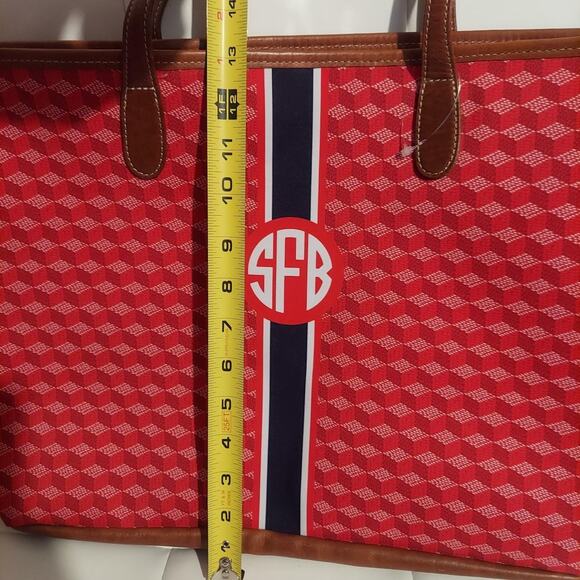 Barrington St. Anne Tote Women's Red White SFB Monogram Stripe Classic Bag NWOT - Picture 8 of 8